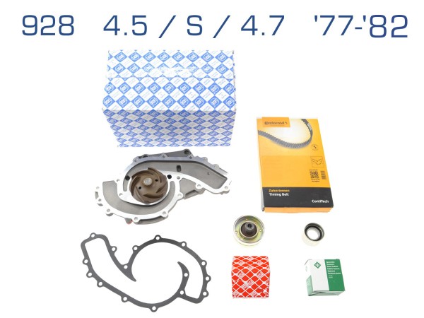 Water pump + timing belt + running rolls for Porsche 928 4.5 S 4.7 '77 -'82 set