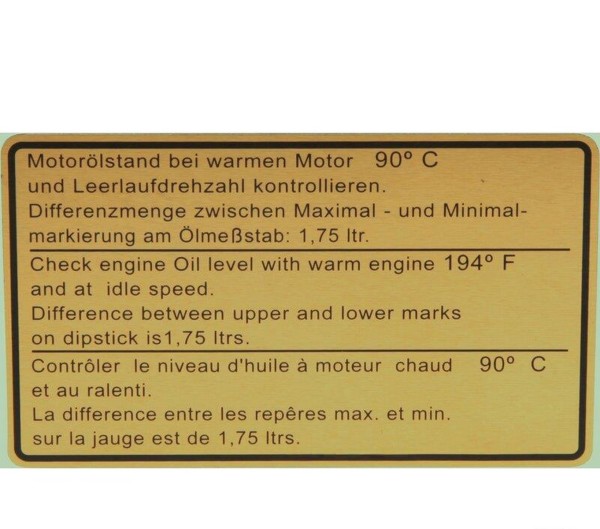 Adhesive shield motor oil level for Porsche 911 g 3.0-3.3 from '81- sticker sticker