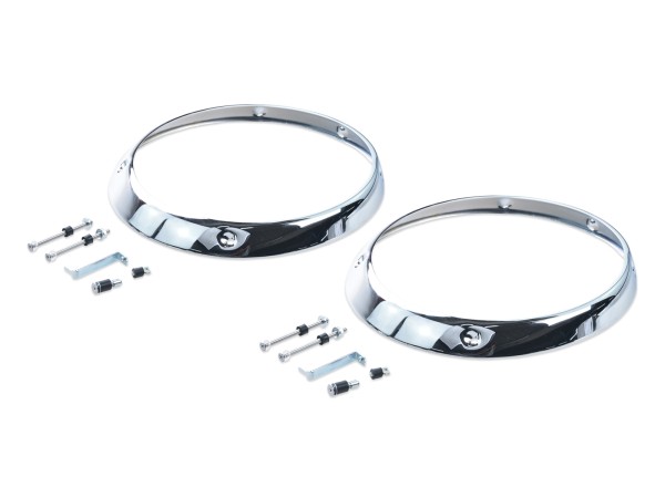 2x headlight rings for PORSCHE 911 F T E S up to -'72 H1 paint ring CHROM