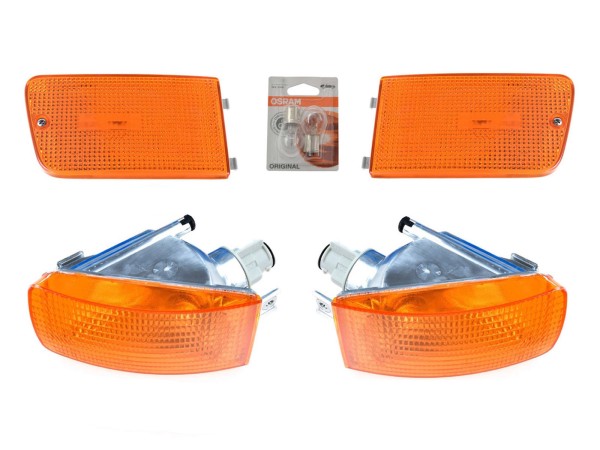 Freccia + catarifrangenti per PORSCHE 964 indicatore di direzione ANTERIORE ARANCIONE SET TÜV