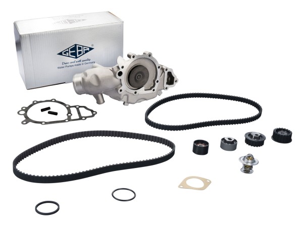 Water pump + timing belt + running rollers for Porsche 944 2.5 924S from '87- Set