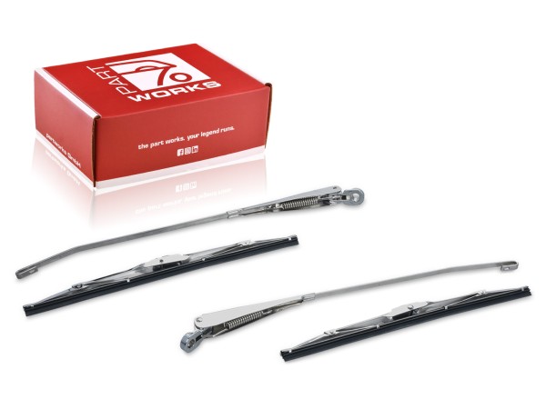 2x brazos de limpiaparabrisas para Porsche 911 f/g '68 -'77 914 + Camada de limpiaparabrisas Acero inoxidable